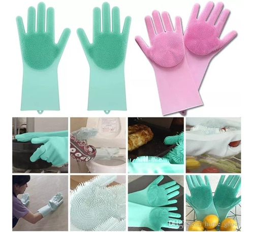 Imagen 3 de 10 de Guantes De Silicona Para Lavar Multiusos Tendencia Mundial