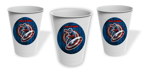  Vasos Capitan America Cumpleaños Personalizado Pack X10