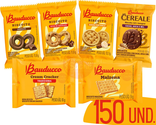 Kit Biscoitos Bauducco Em Sache Todos Sabores Caixa 150 Und