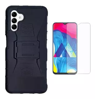 Mica + Funda Uso Rudo + Clip Para Galaxy A04 / A04s Negro