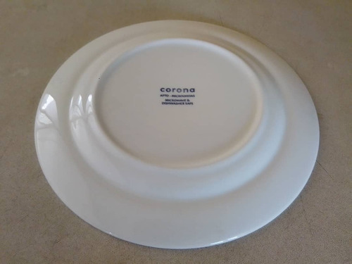 Imagen 2 de 4 de Plato Llano Cerámica Corona Color Blanco 20 Cm Para Postre