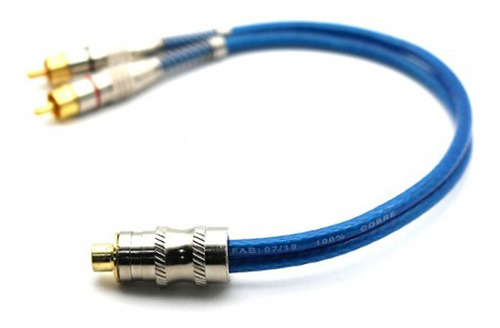 Imagem 9 de 10 de Kit 1 Cabo Rca 5 Metros Blindado + 2 Y Macho Azul Tech One