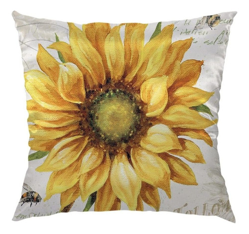 Girasol Funda De Almohada, Pintura Al Óleo Girasol Saté...