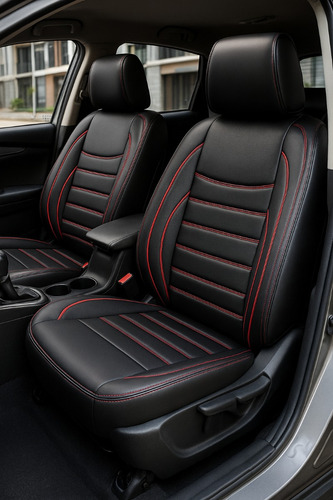 Funda Univ. Ecocuero Negro / Rojo Ideal Para Changan Cs15