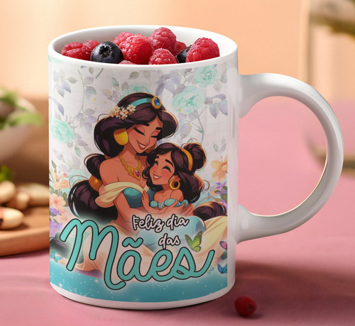 Caneca Princesa Jasmine Mãe De Menina Dias Das Mães Cor Branco Jasmine Aladdin