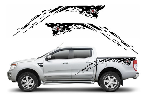 Par Adesivos Faixas Laterais Personalizads Ford Ranger 4x4  