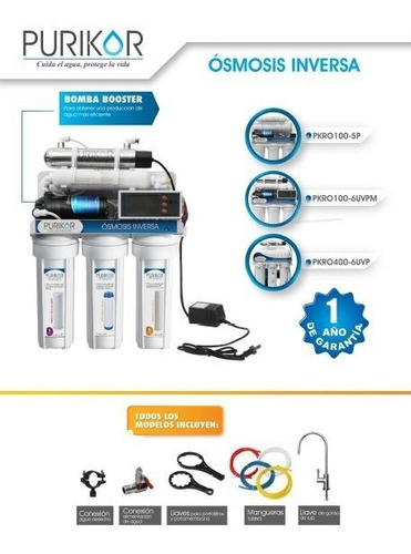 Sistema Ósmosis Inversa 6 Etapas Purikor 100 Gpd