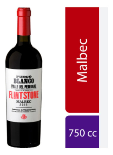 Vino Fuego Blanco Flintstone Malbec X6 Zetta Bebidas