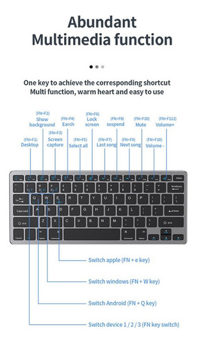 Teclado Inalámbrico Bluetooth For Macbook Ios iPad Mac