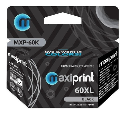 Cartucho De Tinta Hp Maxiprint 60 Xl Negro Cc641wn