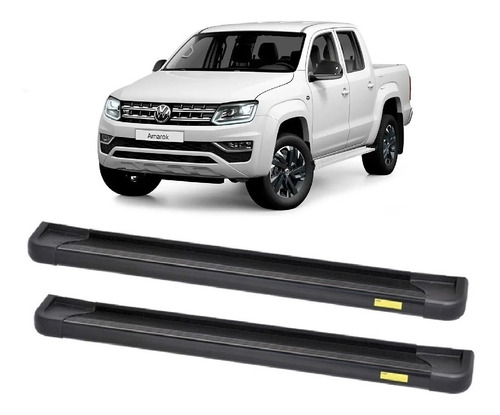 Estribo Aluminio Preto Cabine Dupla Para Amarok 2010 A 2022