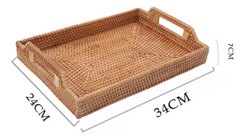 Cesta De Mimbre Tejida A Mano De La Bandeja Del 34x24x7cm