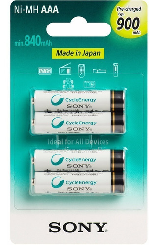 Pilha Sony Recarregável Aaa 900mah Com 4 Unidades Palito