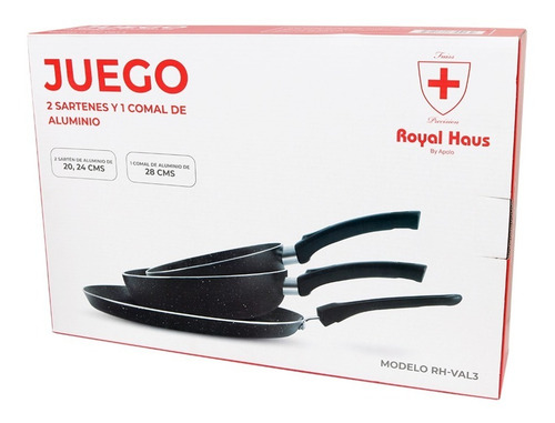 Imagen 4 de 6 de Set De Comal Y 2 Sarten De Aluminio/antiadherente Royal Haus