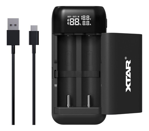 Xtar Pb2s - Cargador Rpido De Doble Rol, Porttil Lcd Univers