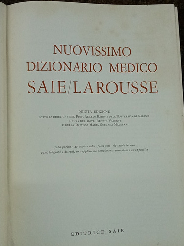 Imagen 2 de 6 de Nuovissimo Dizionario Medico * Saie Larousse *
