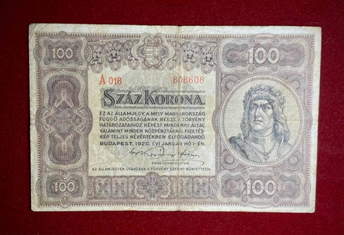 Billete 100 Koronas Hungria 1920 Pick 63
