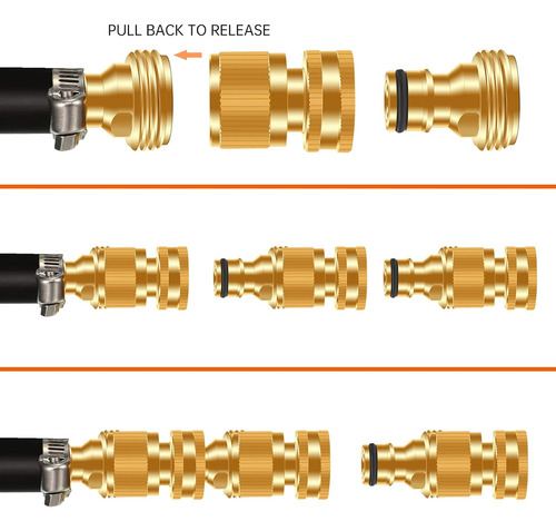 Conector Rápido Para Manguera De Jardín, Sin Fugas, Rosca Gh