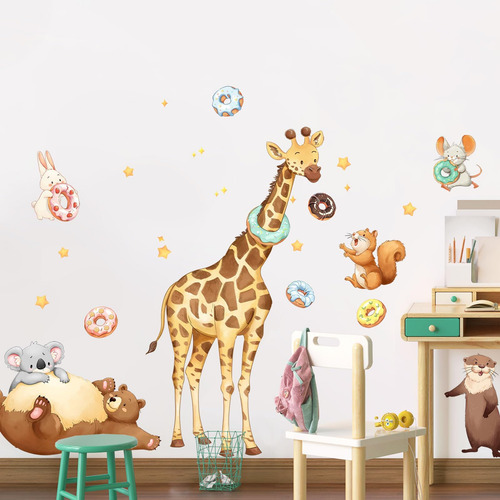 Animales De Dibujos Animados De Pared De La Pared Jirafa Oso