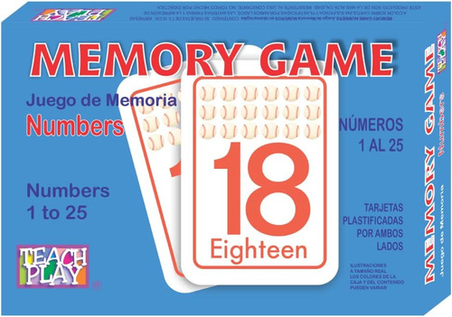 Juego De Memoria Números En Ingles De Teach Play 50 Tarjetas