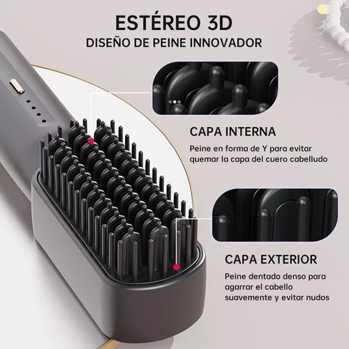 Cepillo De Peine Alisador De Rizador De Pelo Multifuncional
