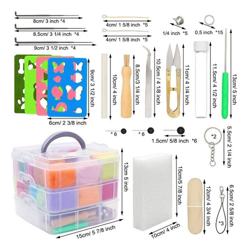 Kit De Agujas For Fieltro De Lana 36 Colores For
