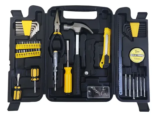 Set Caja De Herramientas Hogar Alpina 142 Piezas Reforzado Color Negro/Amarillo