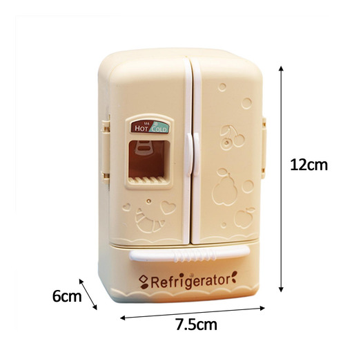 Muebles De Refrigerador De Doble Puerta En Miniatura Beige
