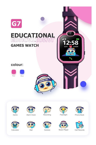 Imagen 1 de 8 de Smartwatch G7 Educativo, Juegos, Música Y Llamada Rosa