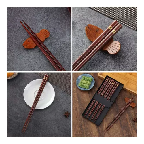 Youmi - Palillos japoneses de madera natural, juego reutilizable de  palillos estilo clásico, 5 pares, set de regalo, Madera natural