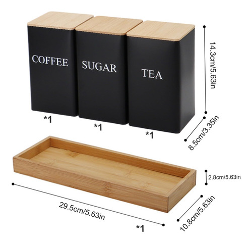 Juego 3 Botes Lata De Té Creativa Y Sencilla Con Tapa Bambú