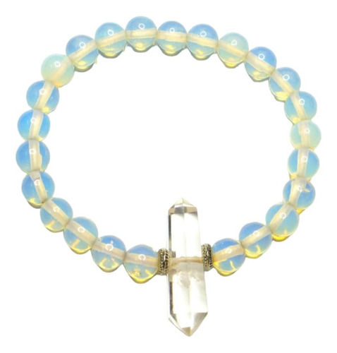 Pulsera De Ópalo De Fuego Con Cristal De Cuarzo Transparente