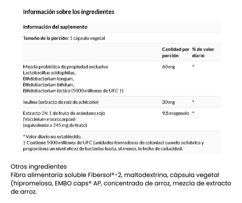 Cranberry Plus Probióticos 60 Veggie Embo Caps Swanson