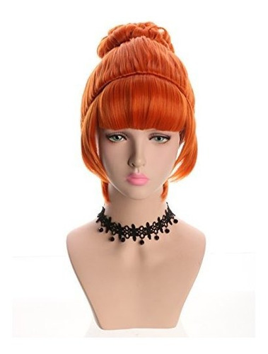 Yuehong Cosplay Wig Orange Bun Pelucas De Pelo Sintetico Riz