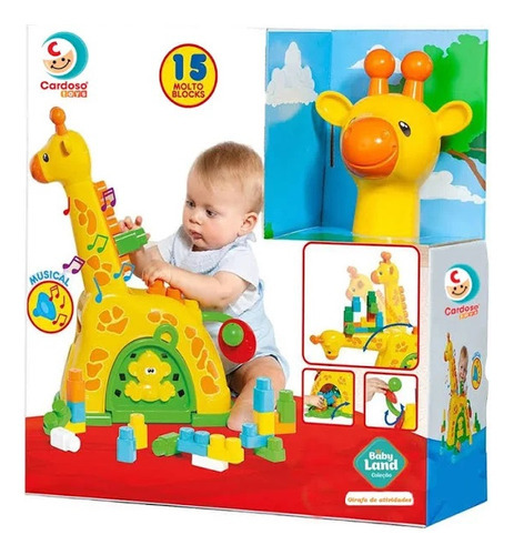 Girafa De Atividades Com 15 Blocos Baby Land Cardoso Amarela