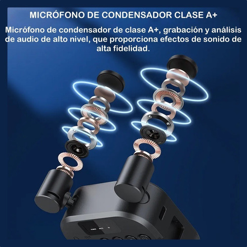 Imagen 5 de 10 de Microfono Stereo 2 En 1 Con Panel De Luz Led Rgb Y Blanca