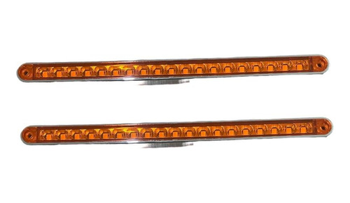 Barra De 20 Leds Ambar Con  Bisel Cromado 12-24v 2pz