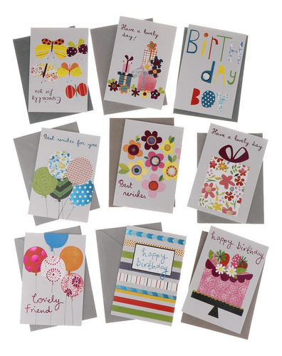 9pcs / Set Lindo Tarjeta De Felicitación Con Sobres Niños