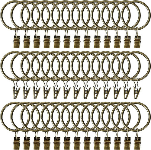 50 Pcs 38mm Metal Curtain Rings With Clips Hooks