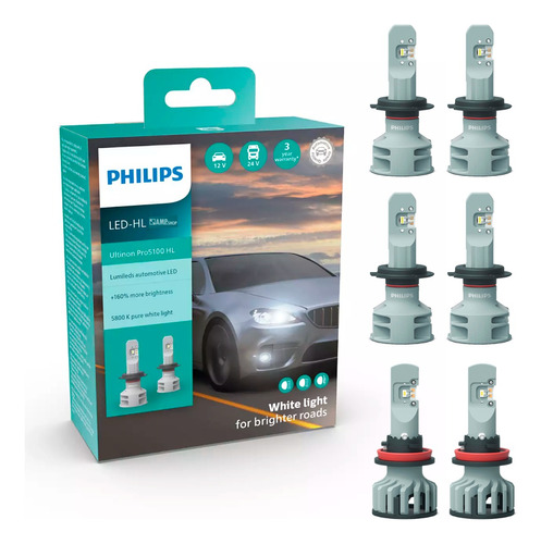 Kit Super Led Philips Ultinon H7 + H7 + H11 Fiat Argo