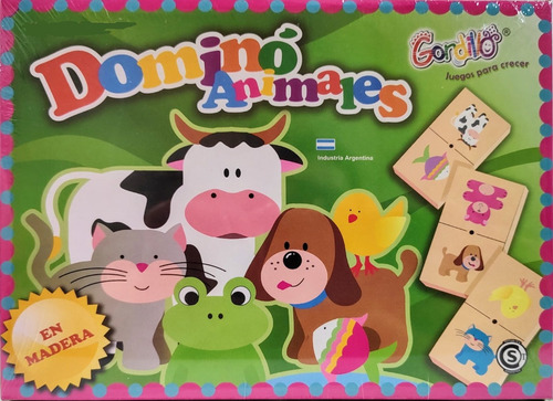 Juego Domino Animales Gordillo 28 Fichas Madera 2 A 4 Jug