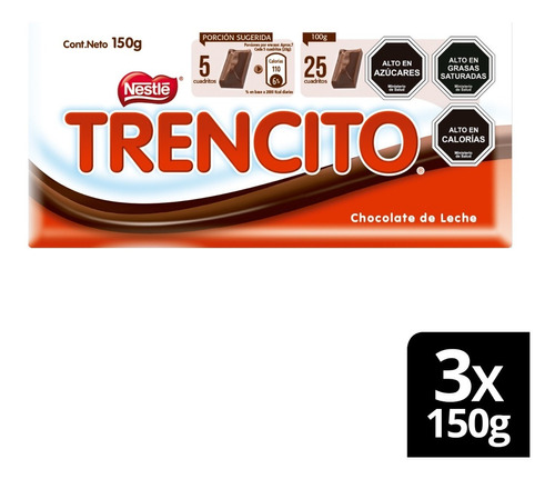 Chocolate De Leche Trencito® Barra 150g X3