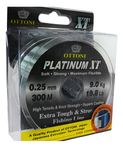 Linha Mono. Platinum Xt 0,35mm 270m 15.6kg Super Resistente