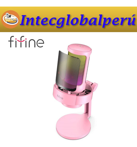 Micrófono Fifine Ampligame A8 Rgb Usb Cardioide - Pink