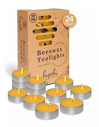 12 velas de cera de abeja natural, hechas a mano, decorativas, sin perfume,  velas de té de cera de abeja pura (perfectas para fiestas de cumpleaños