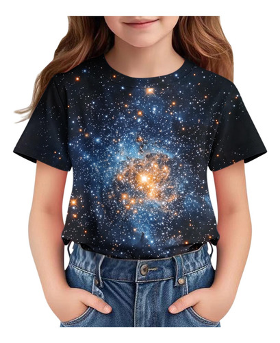 Blusa Casual Infantil De Verão Estampada F Com Tamanho R 500