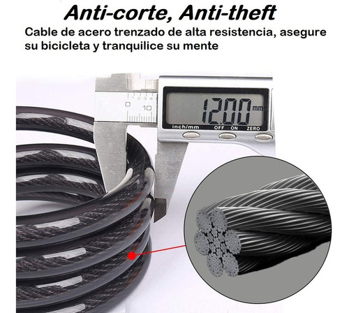 Imagen 2 de 5 de Candado Bicicleta Cable De Seguridad Guaya Antirrobo