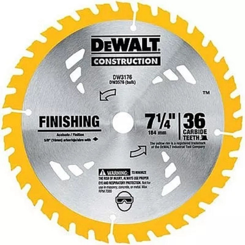 Hoja De Sierra Dewalt 36 Dientes Para Madera 180 Mm 71/4 Pu