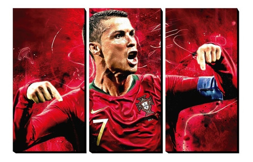 Cuadro Triptico Cristiano Ronaldo Portugal