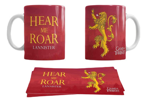 Taza De Game Of Thrones De Las Casas Y Personajes Color Rojo Lannister